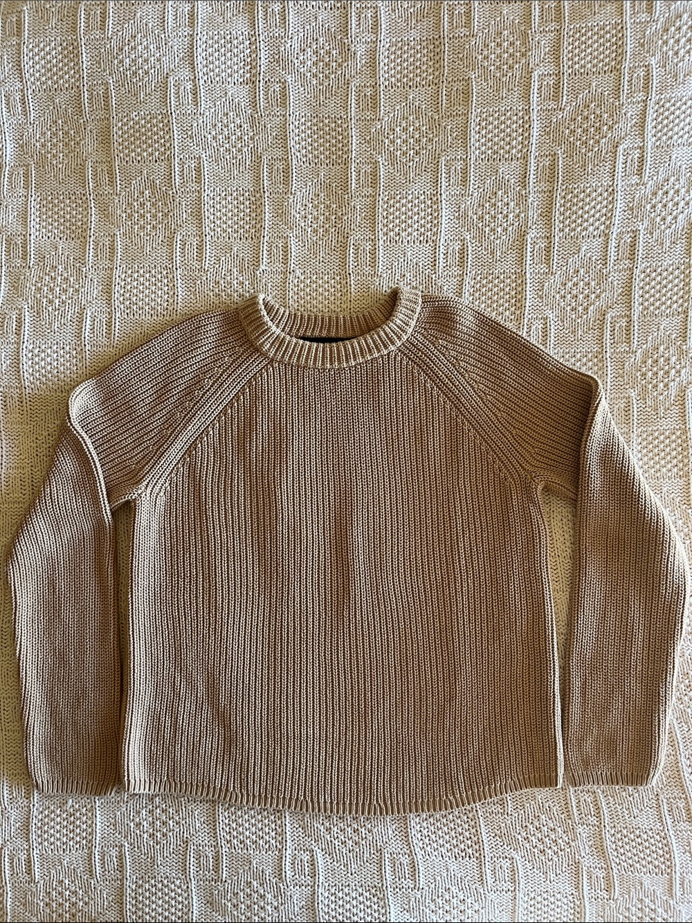 Jenni Kayne Cotton Fisherman Sweater in Oatmeal Sz M - Picture 4 of 11